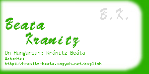 beata kranitz business card